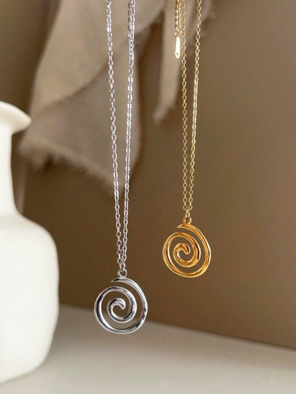 New 1pc 40+5cm Stainless Steel Vintage Minimalist Pendant Necklace Threaded Pend